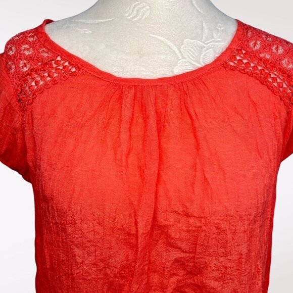 Philosophy Short Sleeve Blouse Open Knit Shoulders XS - Picture 2 of 10